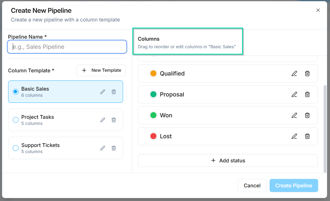Add your custom columns
